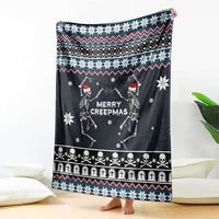 Skeleton Merry Creepmas Christmas Blanket Xmas Holiday Patterns - Wonder Print Shop