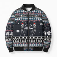 Skeleton Merry Creepmas Christmas Bomber Puffer Jacket Xmas Holiday Patterns - Wonder Print Shop