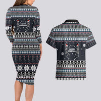 Skeleton Merry Creepmas Christmas Couples Matching Long Sleeve Bodycon Dress and Hawaiian Shirt Xmas Holiday Patterns - Wonder Print Shop