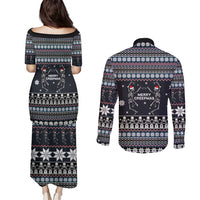 Skeleton Merry Creepmas Christmas Couples Matching Puletasi and Long Sleeve Button Shirt Xmas Holiday Patterns - Wonder Print Shop