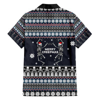 Skeleton Merry Creepmas Christmas Family Matching Off The Shoulder Long Sleeve Dress and Hawaiian Shirt Xmas Holiday Patterns - Wonder Print Shop