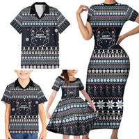 Skeleton Merry Creepmas Christmas Family Matching Short Sleeve Bodycon Dress and Hawaiian Shirt Xmas Holiday Patterns - Wonder Print Shop