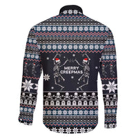 Skeleton Merry Creepmas Christmas Family Matching Short Sleeve Bodycon Dress and Hawaiian Shirt Xmas Holiday Patterns - Wonder Print Shop