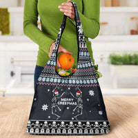 Skeleton Merry Creepmas Christmas Grocery Bag Xmas Holiday Patterns - Wonder Print Shop