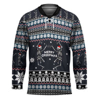 Skeleton Merry Creepmas Christmas Hockey Jersey Xmas Holiday Patterns - Wonder Print Shop
