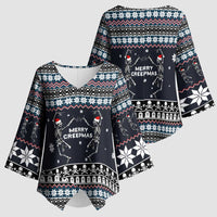 Skeleton Merry Creepmas Christmas Kimono Sleeve Blouse Xmas Holiday Patterns - Wonder Print Shop