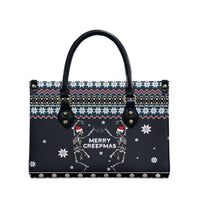 Skeleton Merry Creepmas Christmas Leather Bag Xmas Holiday Patterns - Wonder Print Shop