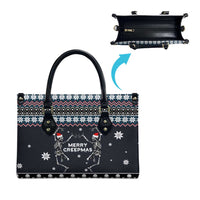 Skeleton Merry Creepmas Christmas Leather Bag Xmas Holiday Patterns - Wonder Print Shop