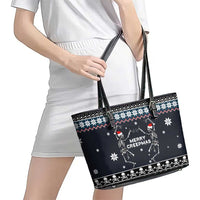 Skeleton Merry Creepmas Christmas Leather Tote Bag Xmas Holiday Patterns - Wonder Print Shop