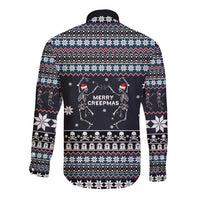 Skeleton Merry Creepmas Christmas Long Sleeve Button Shirt Xmas Holiday Patterns - Wonder Print Shop