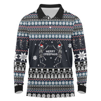 Skeleton Merry Creepmas Christmas Long Sleeve Polo Shirt Xmas Holiday Patterns - Wonder Print Shop
