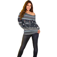 Skeleton Merry Creepmas Christmas Off Shoulder Sweater Xmas Holiday Patterns - Wonder Print Shop