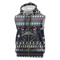 Skeleton Merry Creepmas Christmas Sleeveless Zip Hoodie Xmas Holiday Patterns - Wonder Print Shop