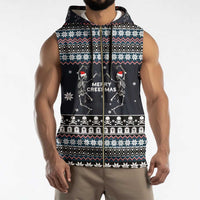 Skeleton Merry Creepmas Christmas Sleeveless Zip Hoodie Xmas Holiday Patterns - Wonder Print Shop