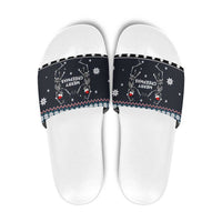 Skeleton Merry Creepmas Christmas Slide Sandals Xmas Holiday Patterns - Wonder Print Shop
