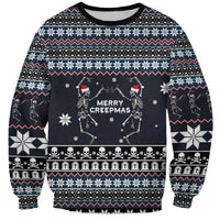 Skeleton Merry Creepmas Christmas Sweatshirt Xmas Holiday Patterns - Wonder Print Shop