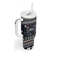 Skeleton Merry Creepmas Christmas Tumbler With Handle Xmas Holiday Patterns - Wonder Print Shop