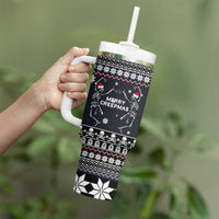 Skeleton Merry Creepmas Christmas Tumbler With Handle Xmas Holiday Patterns - Wonder Print Shop