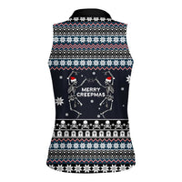 Skeleton Merry Creepmas Christmas Women Sleeveless Polo Shirt Xmas Holiday Patterns - Wonder Print Shop