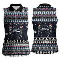 Skeleton Merry Creepmas Christmas Women Sleeveless Polo Shirt Xmas Holiday Patterns - Wonder Print Shop