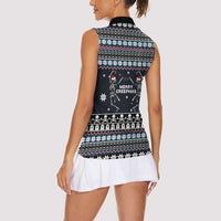 Skeleton Merry Creepmas Christmas Women Sleeveless Polo Shirt Xmas Holiday Patterns - Wonder Print Shop