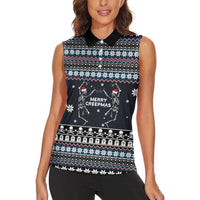 Skeleton Merry Creepmas Christmas Women Sleeveless Polo Shirt Xmas Holiday Patterns - Wonder Print Shop