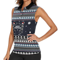 Skeleton Merry Creepmas Christmas Women Sleeveless Polo Shirt Xmas Holiday Patterns - Wonder Print Shop