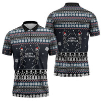 Skeleton Merry Creepmas Christmas Zipper Polo Shirt Xmas Holiday Patterns - Wonder Print Shop