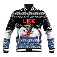 Skiing Life Is Better On Snow Christmas Baseball Jacket Xmas Holiday Patterns - Wonder Print Shop