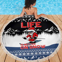 Skiing Life Is Better On Snow Christmas Beach Blanket Xmas Holiday Patterns - Wonder Print Shop