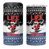 Skiing Life Is Better On Snow Christmas 4 in 1 Can Cooler Tumbler Xmas Holiday Patterns - Wonder Print Shop