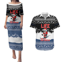 Skiing Life Is Better On Snow Christmas Couples Matching Puletasi and Hawaiian Shirt Xmas Holiday Patterns - Wonder Print Shop