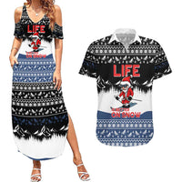 Skiing Life Is Better On Snow Christmas Couples Matching Summer Maxi Dress and Hawaiian Shirt Xmas Holiday Patterns - Wonder Print Shop
