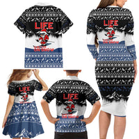 Skiing Life Is Better On Snow Christmas Family Matching Long Sleeve Bodycon Dress and Hawaiian Shirt Xmas Holiday Patterns - Wonder Print Shop