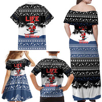 Skiing Life Is Better On Snow Christmas Family Matching Off Shoulder Maxi Dress and Hawaiian Shirt Xmas Holiday Patterns - Wonder Print Shop