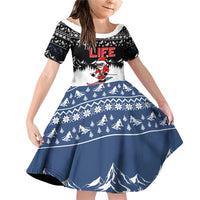 Skiing Life Is Better On Snow Christmas Family Matching Off Shoulder Short Dress and Hawaiian Shirt Xmas Holiday Patterns - Wonder Print Shop