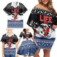 Skiing Life Is Better On Snow Christmas Family Matching Off Shoulder Short Dress and Hawaiian Shirt Xmas Holiday Patterns - Wonder Print Shop