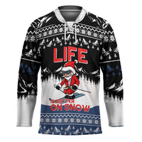 Skiing Life Is Better On Snow Christmas Hockey Jersey Xmas Holiday Patterns - Wonder Print Shop