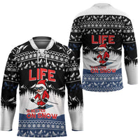 Skiing Life Is Better On Snow Christmas Hockey Jersey Xmas Holiday Patterns - Wonder Print Shop