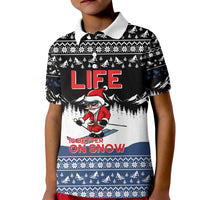 Skiing Life Is Better On Snow Christmas Kid Polo Shirt Xmas Holiday Patterns - Wonder Print Shop
