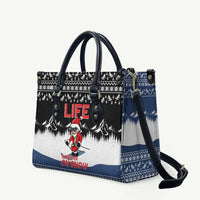 Skiing Life Is Better On Snow Christmas Leather Bag Xmas Holiday Patterns - Wonder Print Shop