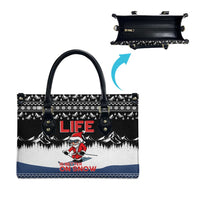 Skiing Life Is Better On Snow Christmas Leather Bag Xmas Holiday Patterns - Wonder Print Shop