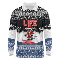 Skiing Life Is Better On Snow Christmas Long Sleeve Polo Shirt Xmas Holiday Patterns - Wonder Print Shop