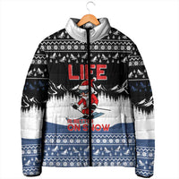 Skiing Life Is Better On Snow Christmas Padded Jacket Xmas Holiday Patterns - Wonder Print Shop