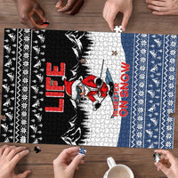 Skiing Life Is Better On Snow Christmas Puzzle Xmas Holiday Patterns - Wonder Print Shop