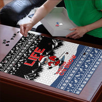 Skiing Life Is Better On Snow Christmas Puzzle Xmas Holiday Patterns - Wonder Print Shop