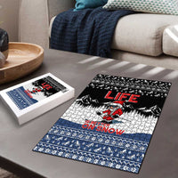 Skiing Life Is Better On Snow Christmas Puzzle Xmas Holiday Patterns - Wonder Print Shop