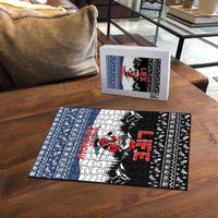 Skiing Life Is Better On Snow Christmas Puzzle Xmas Holiday Patterns - Wonder Print Shop