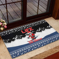 Skiing Life Is Better On Snow Christmas Rubber Doormat Xmas Holiday Patterns - Wonder Print Shop
