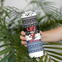 Skiing Life Is Better On Snow Christmas Skinny Tumbler Xmas Holiday Patterns - Wonder Print Shop